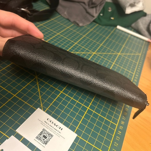 Coach monogram leather and canvas accordion wallet in black and grey - Picture 3 of 9